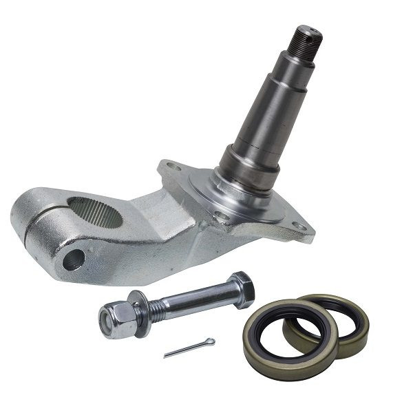 Versa-Flex torsion arm and hardware kit for 3.7K idler axles, featuring zinc-plated spindle, washers, bolts, seals, and nuts for disc and drum brake systems.