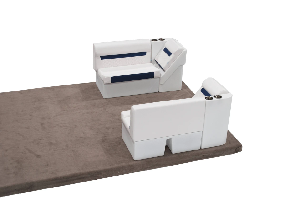 Wise 13528 DLX Pontoon 36" Bench & Lean Back Pontoon Furniture Set Rear Lounge Orientation