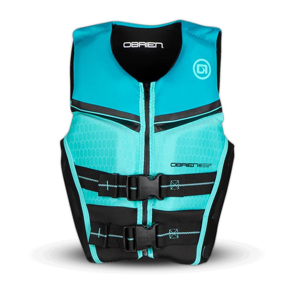 Front image of O'Brien Youth V Back Large Life Jacket - Aqua 