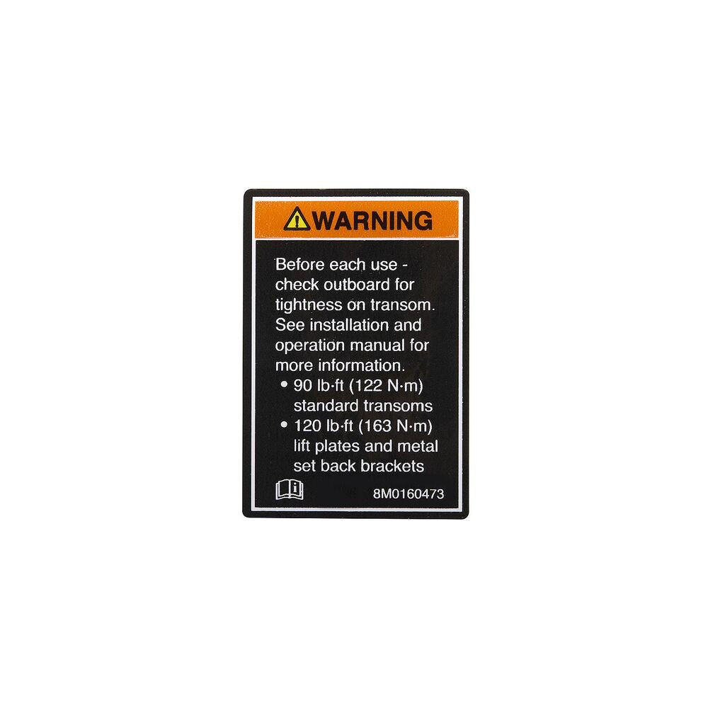 Mercury 8M0179267 transom warning decal for Mercury V12 outboards
