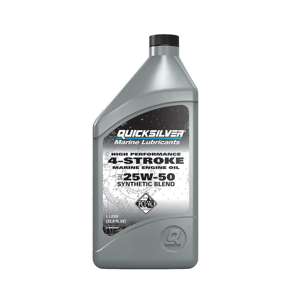 Quicksilver 25W-50 synthetic blend 4-stroke marine engine oil 1 quart high performance lubrication