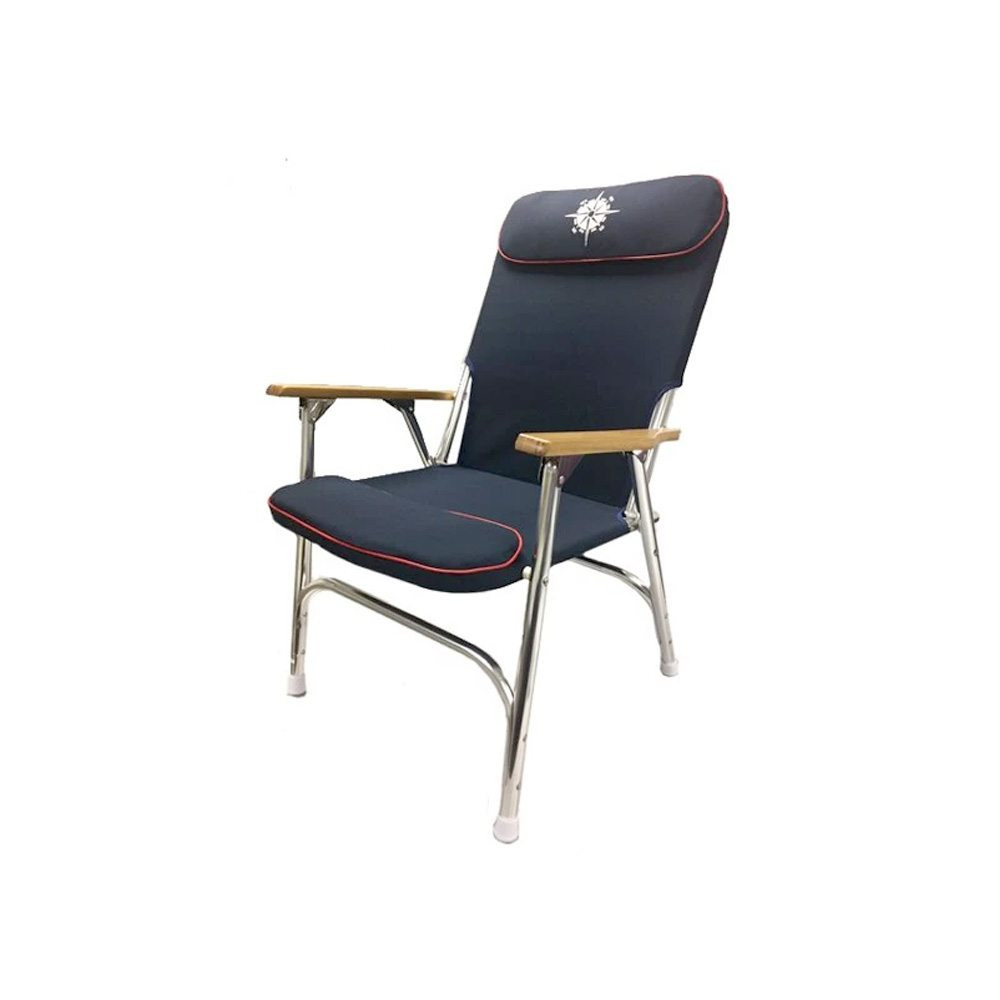Aluminum Padded High Back Deck Chair - Navy Image