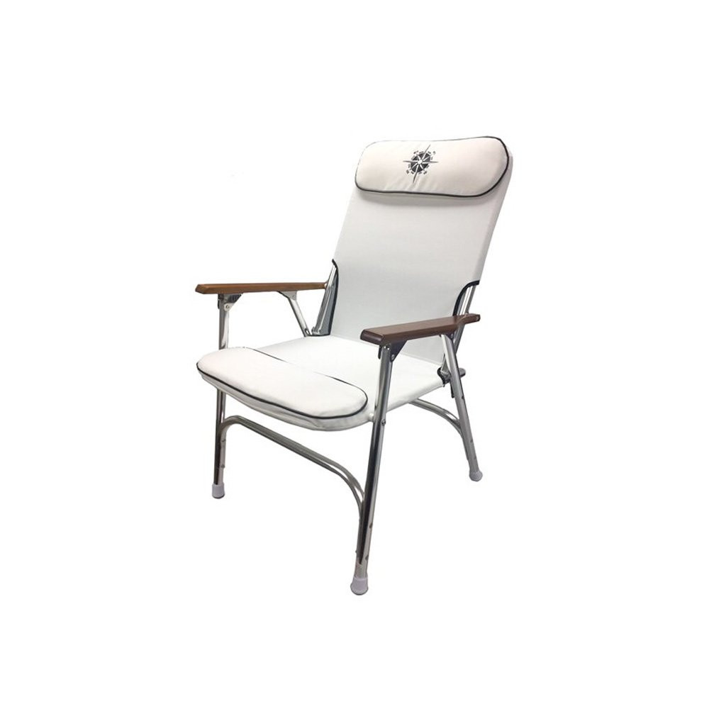Aluminum Padded High Back Deck Chair - White Image