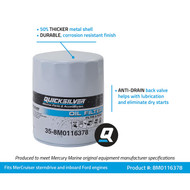 Quicksilver 35-8M0116378 Oil Filter Ford Image