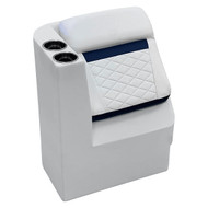 Wise Deluxe Left Lean Back Pontoon Boat Seat in the Brite White & Mariner Blue coloring