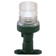 Perko 0455DP1CHR fixed-mount white navigation light with clear Fresnel globe and black base