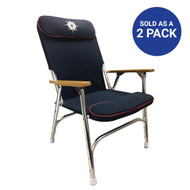 Navy Padded Aluminum Deck Chair - High Back 2 Pack