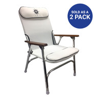 White Padded Aluminum Deck Chair - High Back 2 Pack