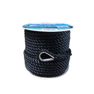 Gen3 Marine 3-Strand Twisted Nylon Anchor Line - Black 