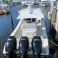 TACO ShadeFin White Boat Shade Kit Installed TACO ShadeFin White Boat Shade Kit Installed