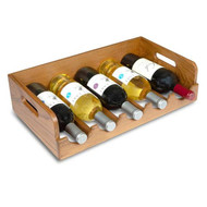 Whitecap Teak 5 Bottle Wine Caddy filled with wine bottles
