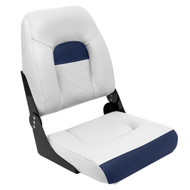 Wise Deluxe DLX1461 Folding Pontoon Boat Seat with White and Mariner Blue Vinyl