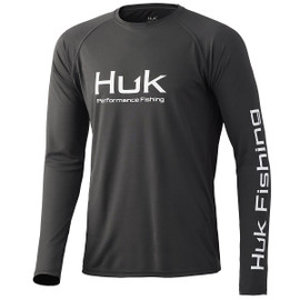 Huk Pursuit Vented Long Sleeve Shirt - Volcano Ash - Front of Shirt