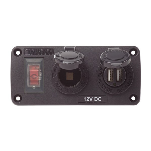 Blue Sea Dual USB Accessory Panel w/ Socket