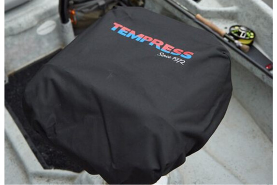 Tempress black bass boat seat cover protecting pedestal fishing chair