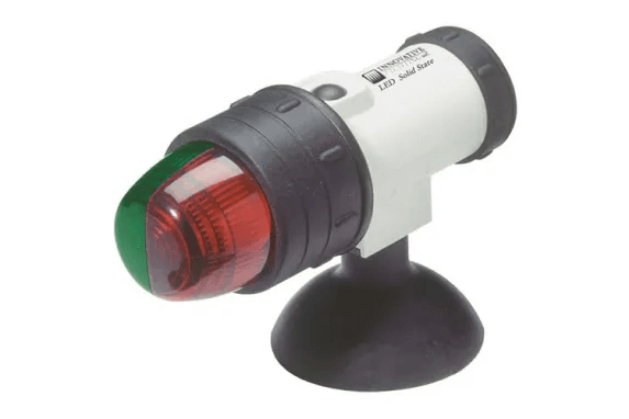 Single red and green LED navigation light for boats.
