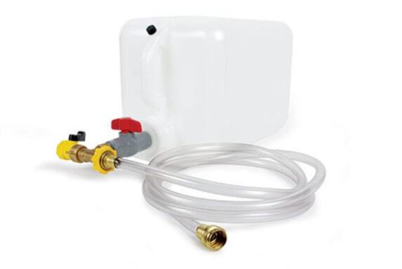 Portable jug and hose boat winterizing kit for flushing antifreeze