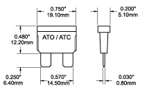 Blue Sea ATO/ATC Fuse Dimensions