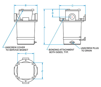 Groco ARG Series Intake Strainer Diagram