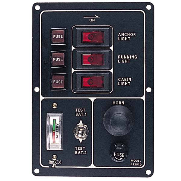 Sea Dog Battery Test Switch Panel with Gauge and Horn Button