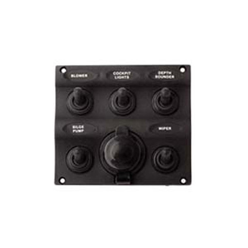 Sea-Dog Five Toggle Switch Panel with Power Socket 424605-1