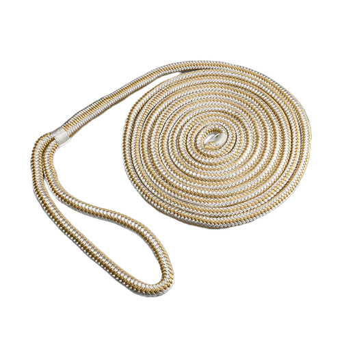 Custom Cordage Double Braid Dock Line - Gold and White