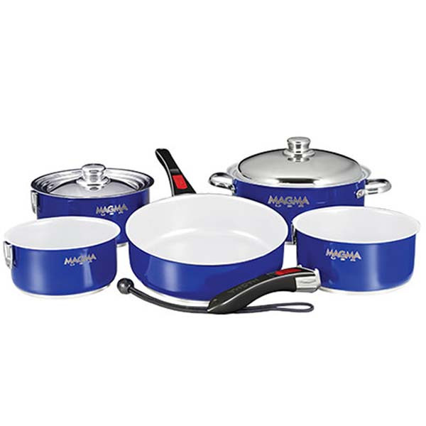 Magma 10 pc. Stainless Induction Cookware w/ White Ceramica - Blue
