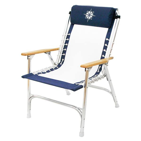 Navy/White Rope-Style Deck Chair  BC-03