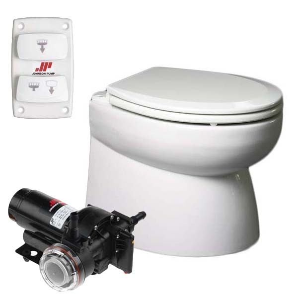 Johnson Pump AquaT Premium Electric Marine Toilet - Beveled, Low