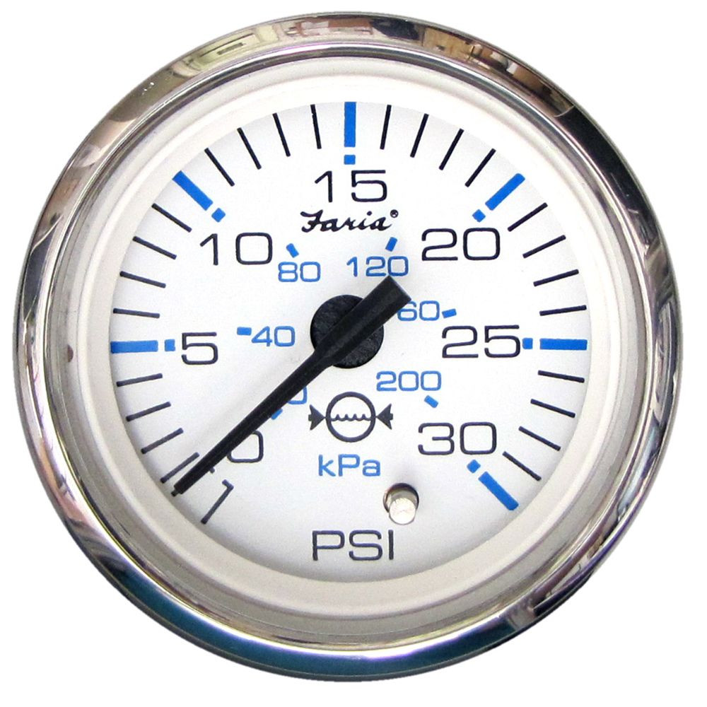 Faria Chesapeake White SS 2" 30 PSI Water Pressure Gauge Kit