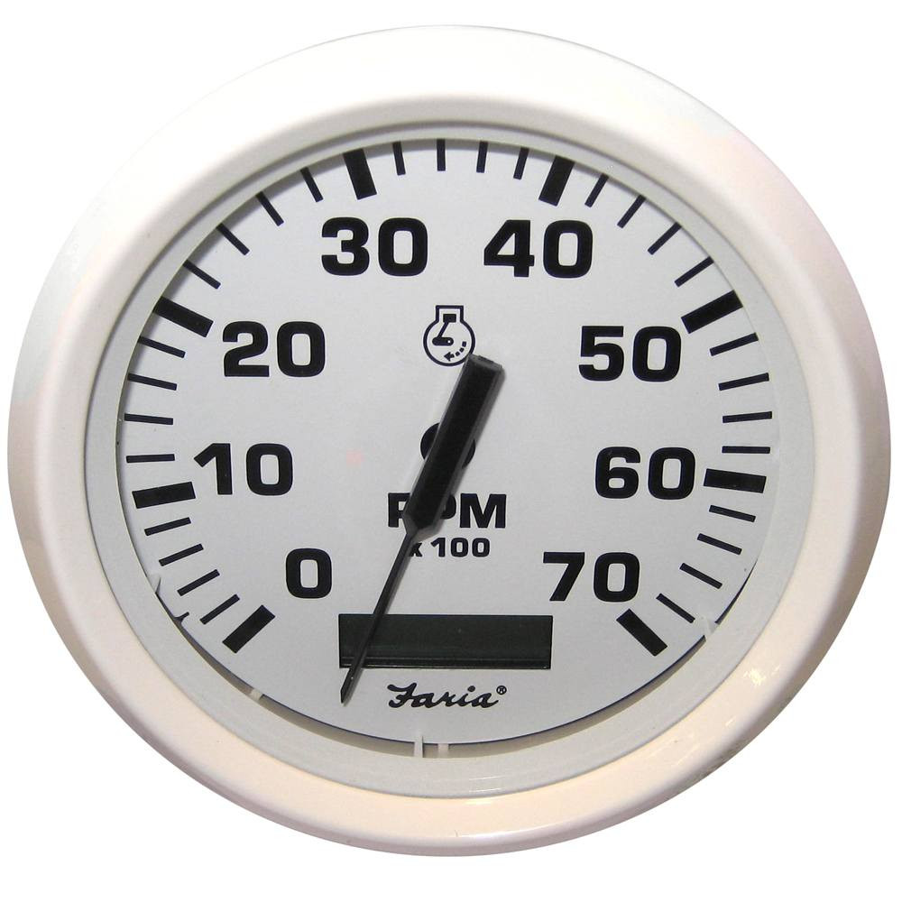 Faria Dress White 4" 7K Tachometer w/Hourmeter - Gas - O/B