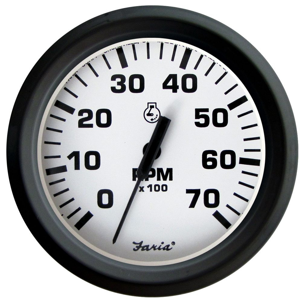 Faria Euro White 4" Tachometer - 7K RPM (Gas - All Outboard)