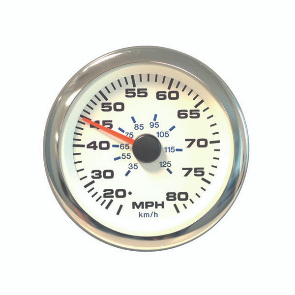 Sierra 65626SSFP White Premier Pro Series Speedometer