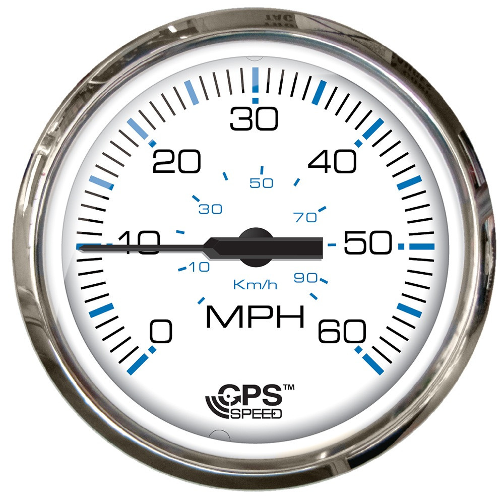 Faria Chesepeake White SS 4" Studded Speedometer - 60MPH GPS