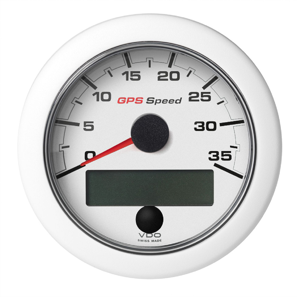 VDO 3-3/8" (85mm) OceanLink GPS Speedometer 0-35 - White Dial  Bezel