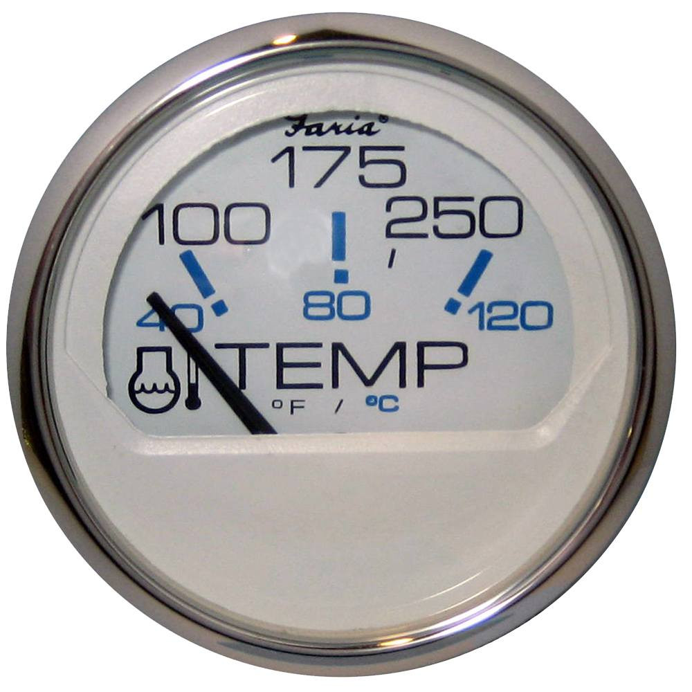 Faria Chesapeake White SS 2" Water Temperature Gauge - Metric (40 to 120C)