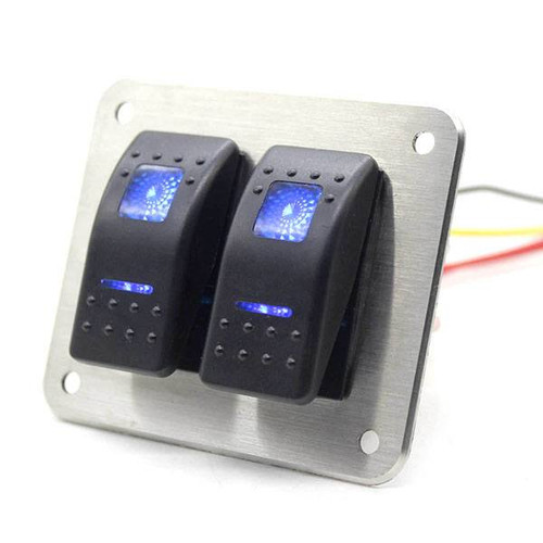 Gen3 Marine Stainless Steel 2 Rocker Switch Panel w/ LEDs