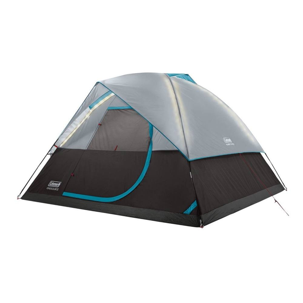 Coleman 2000035457 OneSource Rechargeable 4-Person Camping Dome Tent w/Airflow System LED Lighting