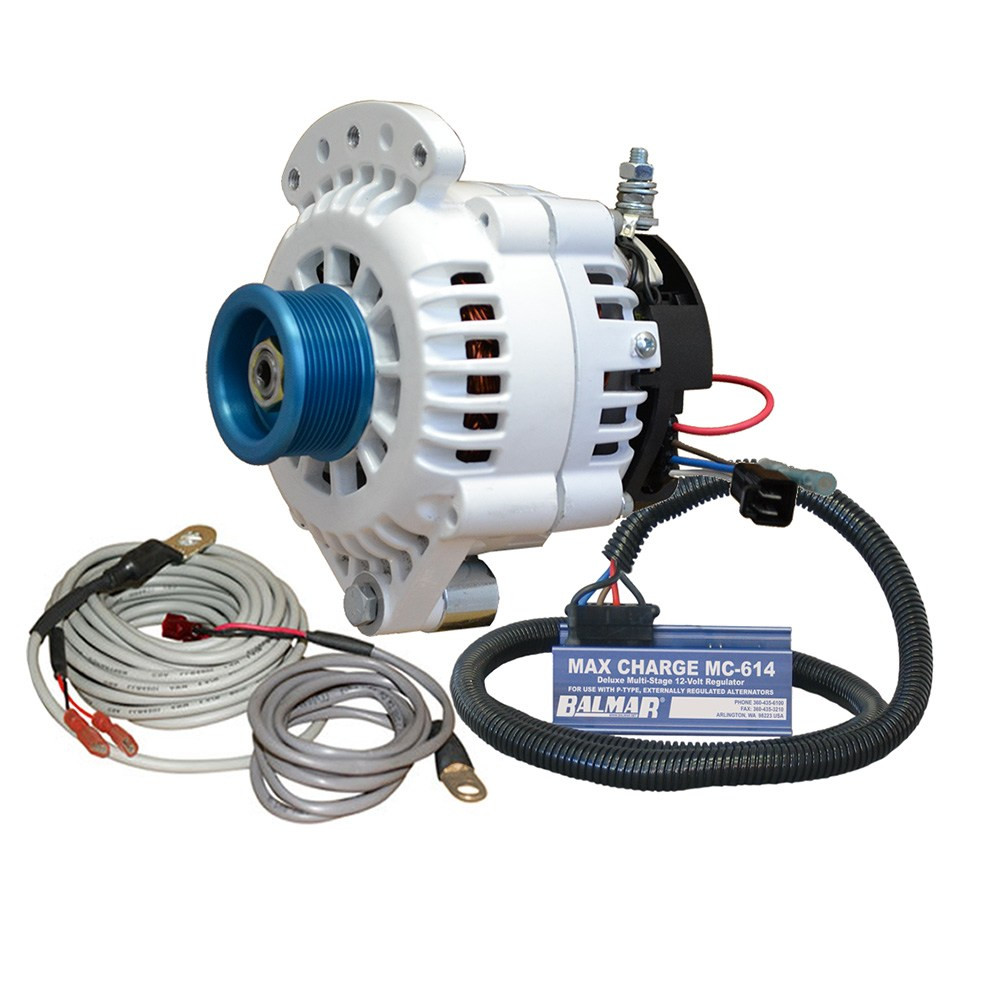 Balmar Alternator 100 AMP Kit 12V 1-2" Single Foot Spindle Mount J10 Pulley Regulator  Temp Sensor