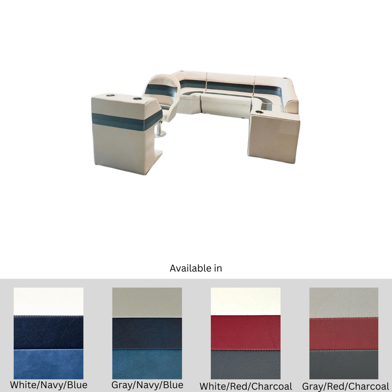 Horizon Boat Seats Horizon Premium Rear L w/ Captains Chair & Helm Pontoon Furniture Set - $1906.99 at Wholesale Marine