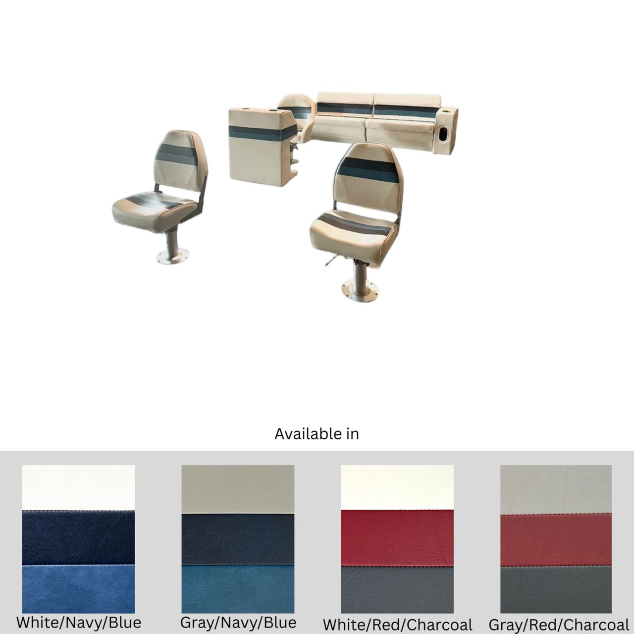 Horizon Boat Seats Horizon Premium Rear Couch Pontoon Furniture Set with 2 Fishing Seats - $1627.19 at Wholesale Marine