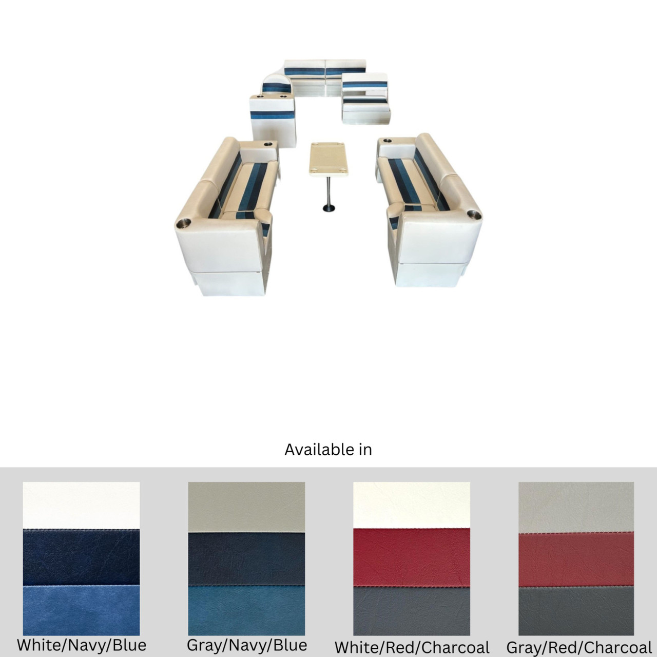 Horizon Boat Seats Horizon Premium Complete 37" Bench Seat Pontoon Furniture Set with Table - $3252.79 at Wholesale Marine