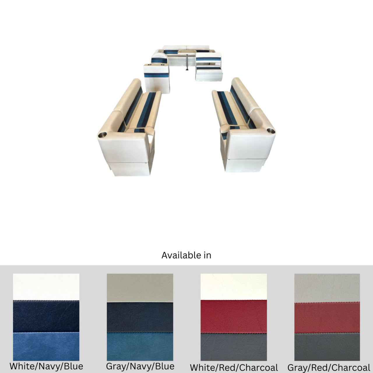 Horizon Boat Seats Horizon Premium Complete 55" Bench Seat Pontoon Furniture Set with Swingback - $3839.09 at Wholesale Marine