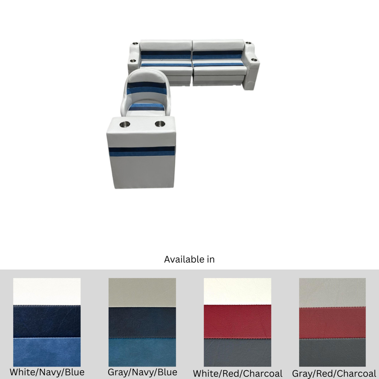 Horizon Boat Seats Horizon Premium 37" Rear Couch with L/R armrests & Captains Chair with Helm - $1447.19 at Wholesale Marine