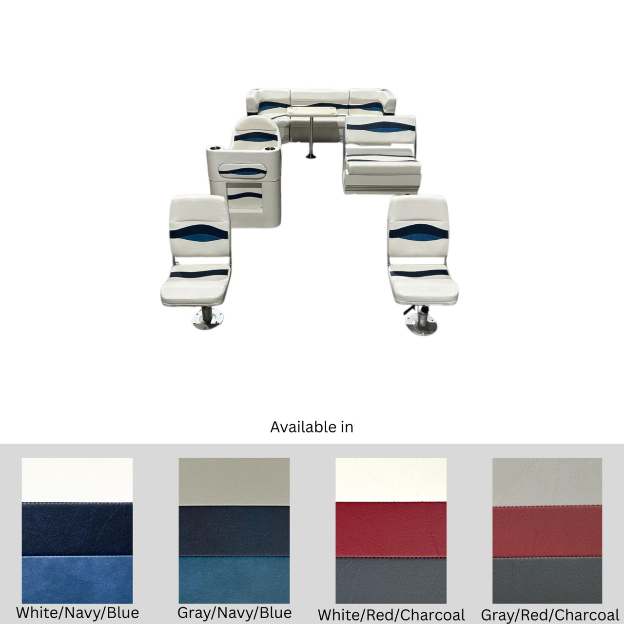 Horizon Boat Seats Horizon Elite Complete Fishing Pontoon Furniture Set with Swingback Cooler - $2875.19 at Wholesale Marine