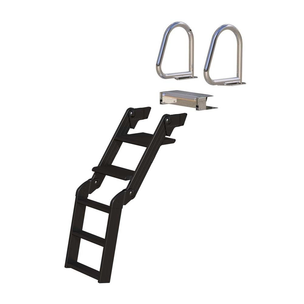 Lippert SureStep Free-Fit Pontoon Boat Ladder - Polished SS Handrails