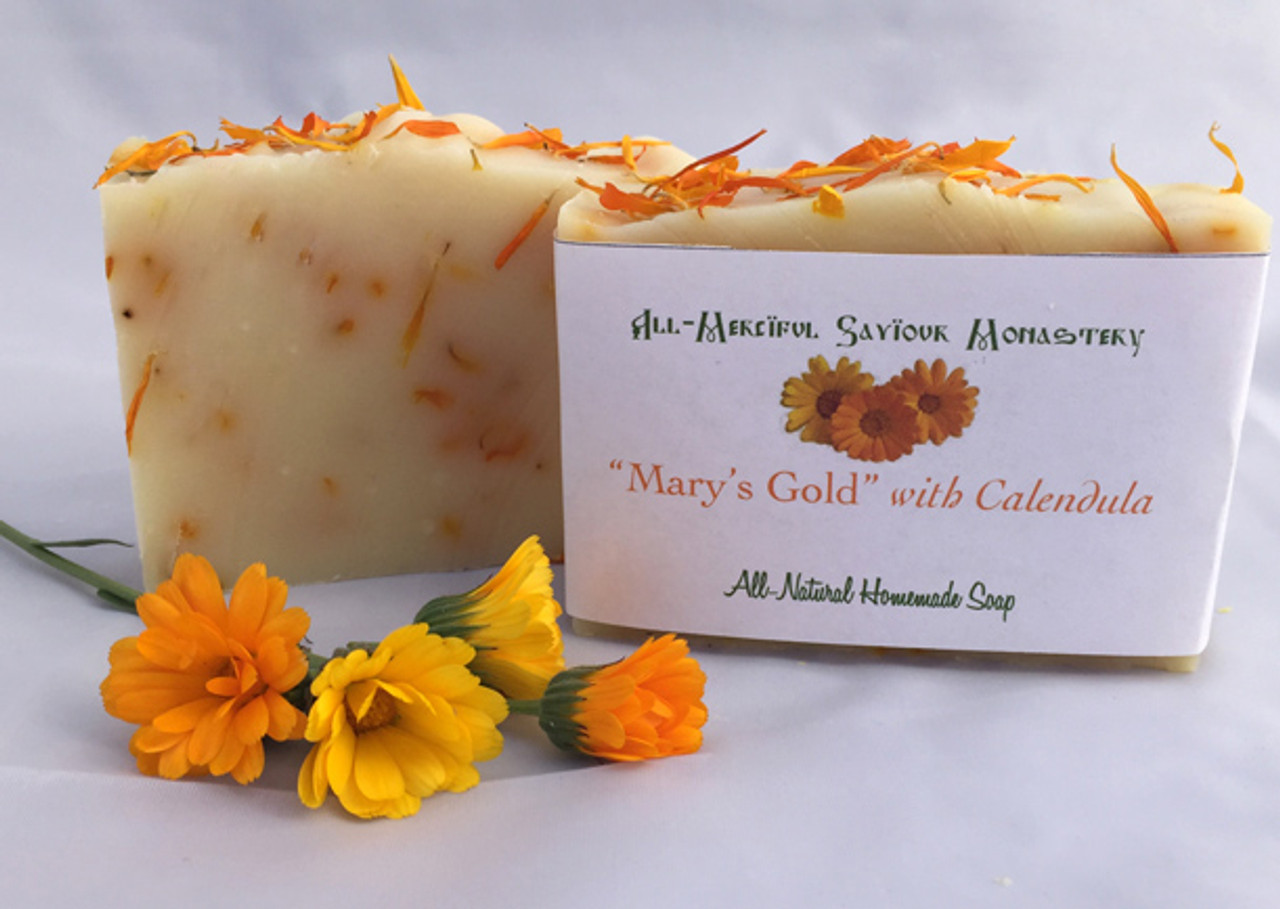 Made with calendula petals from the monastery garden.