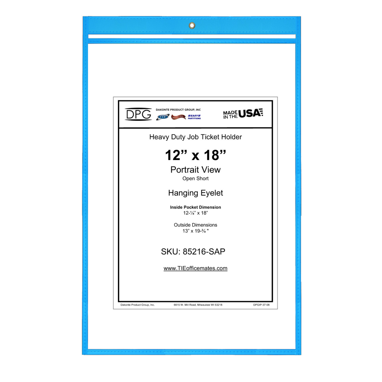 Job Ticker Holders - Plastic Sleeves for Paper 8.5x11 - Job Ticket Holders  9x12 - Work Order Plastic Sleeves - Shop Ticket Holders (6 Pack) Clear