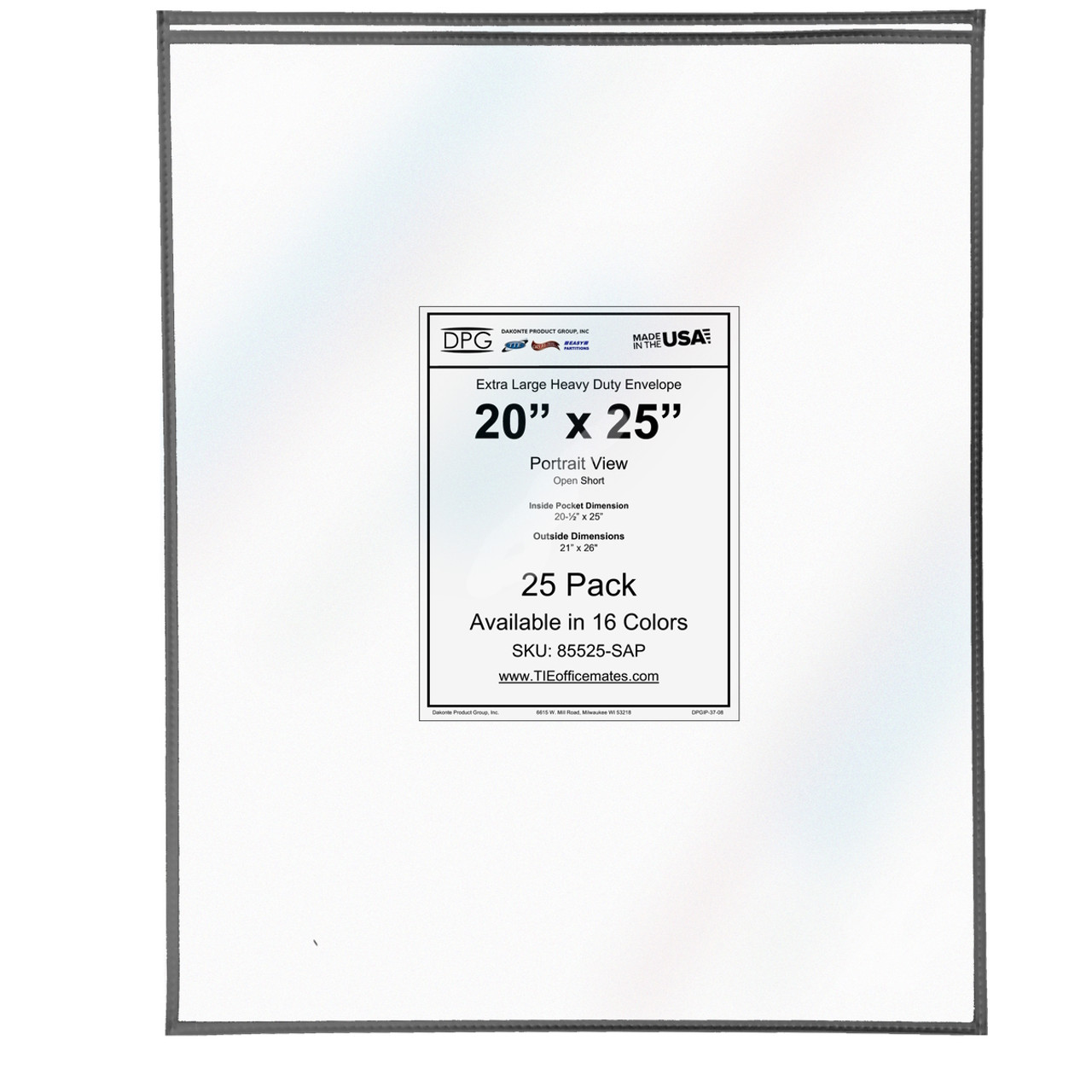 Clear Plastic Envelopes with Velcro, Legal Size Envelopes, Side