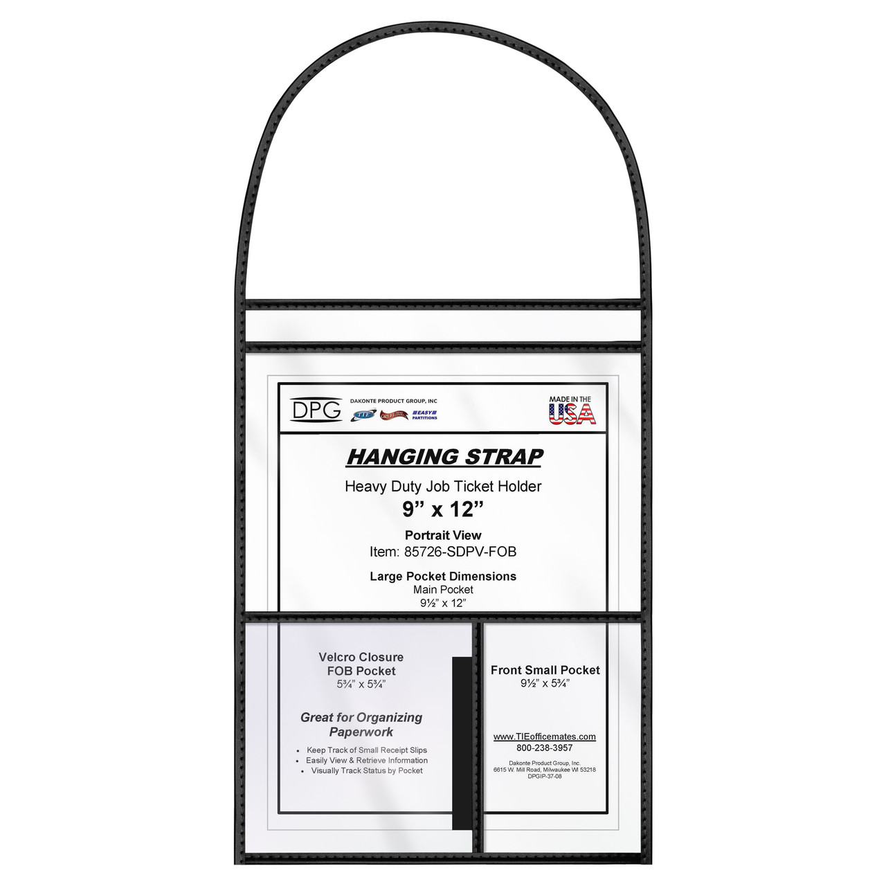 25-Pack 9x12 Heavy-Duty Hanging Strap Job Ticket Holders with
